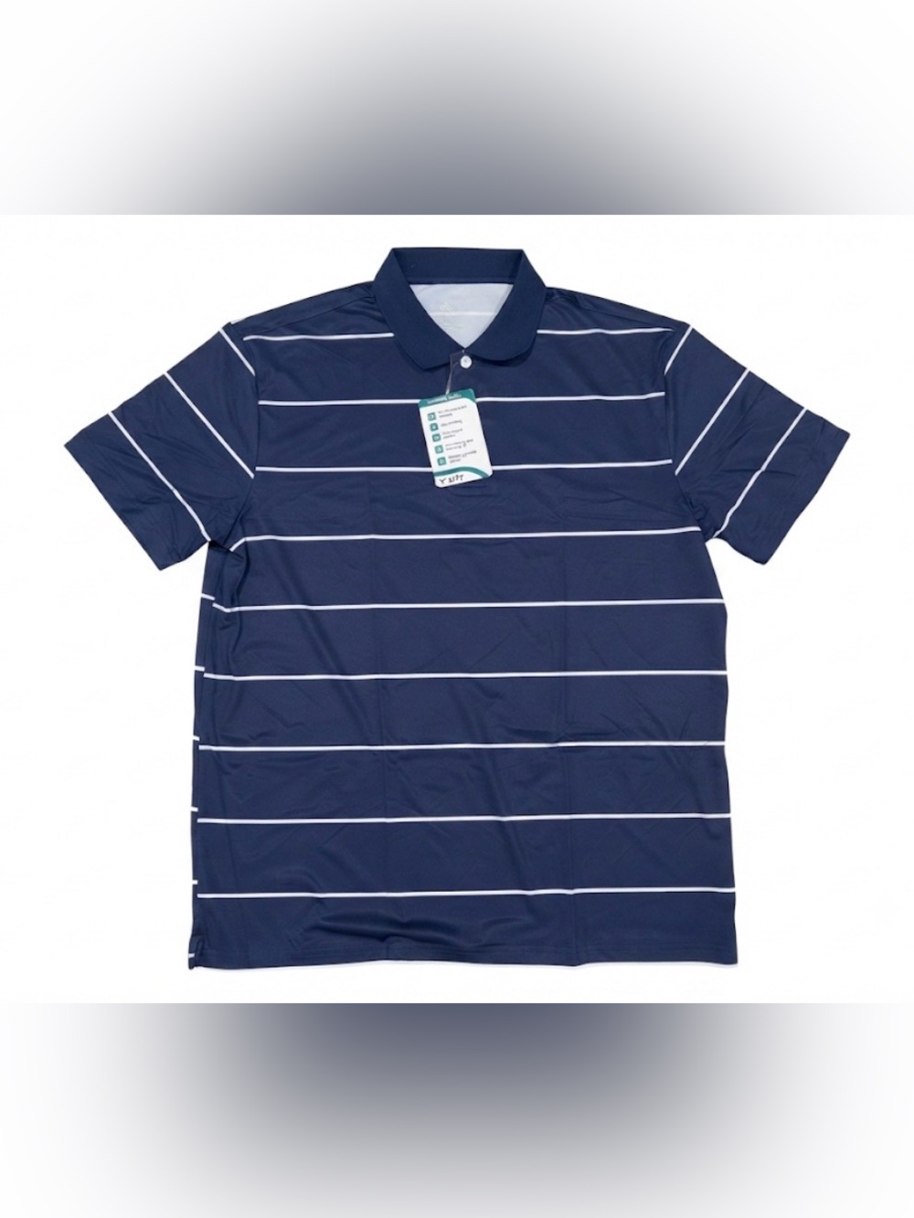 Speedrun Zity Men's Polo Shirt Large Blue White Striped Golf Performance NWT New